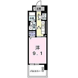 グラース武蔵浦和 1Kの間取図画像