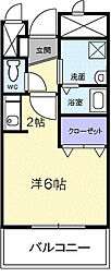 リブリーシャン ワンルームの間取図画像