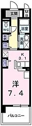 アンジュール鶴川 ワンルームの間取図画像