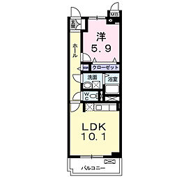サンフィールド2 1LDKの間取図画像