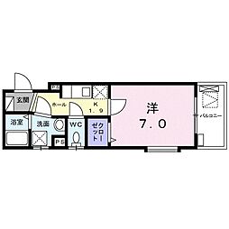 グリシーヌ 1Kの間取図画像