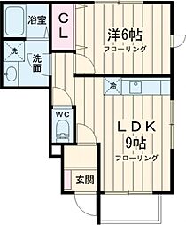イースト深沢 1B 1階1LDKの間取り