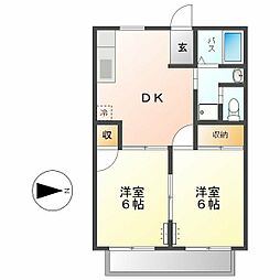 コーポchacha 2DKの間取図画像