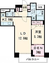 JR山手線 五反田駅 徒歩8分の賃貸マンション 27階1SLDKの間取り
