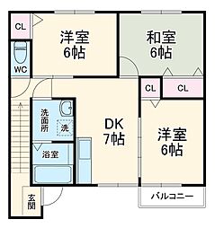 埼玉新都市交通 沼南駅 徒歩6分の賃貸アパート 2階3DKの間取り