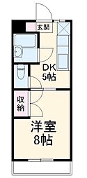 マンションやまももの木 1DKの間取図画像