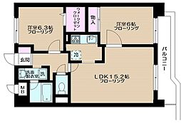 JR京浜東北・根岸線 王子駅 徒歩6分の賃貸マンション 10階2LDKの間取り