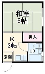 新座ガーデン 2階1Kの間取り