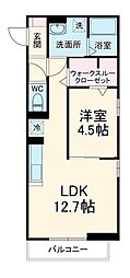 レジデンス上小Ａ 2階1LDKの間取り