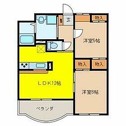 ミルフィーユふじみ野弐番館 2LDKの間取図画像