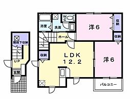 エレガンシア2 2LDKの間取図画像