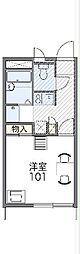 レオパレスルベエル 1Kの間取図画像