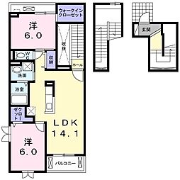 アーバンライフ・ハヤ 2LDKの間取図画像