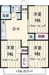 京王線 調布駅 徒歩20分の賃貸アパート 1階3DKの間取り