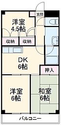南住吉ハイツ 2階3DKの間取り