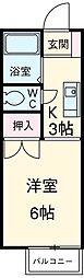 パスウェイシンコー2 1Kの間取図画像