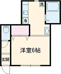 エスエイハイツ 1階1Kの間取り