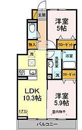 JR総武線 幕張本郷駅 徒歩15分の賃貸アパート 1階2LDKの間取り