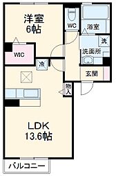ルミナーレ 1階1LDKの間取り