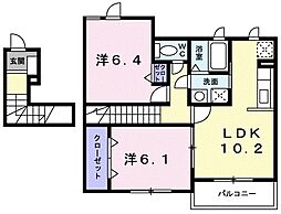 プリュジュールA 2LDKの間取図画像
