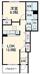 メゾン・ド・ノーブルB 1LDKの間取図画像