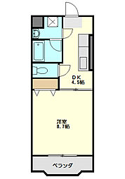 メルベーユ 1DKの間取図画像