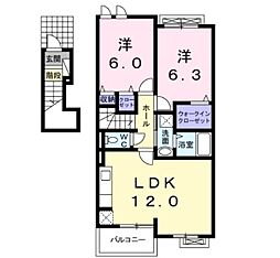 ヴィルヌーブネオ壱番館 2LDKの間取図画像
