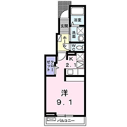 ペオーニア ワンルームの間取図画像