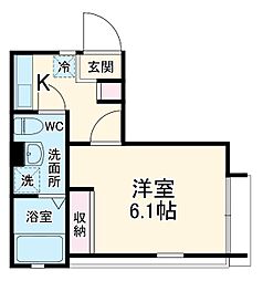 レジェンド磯子 1階1Kの間取り