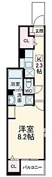 ベルフォレディーオ 1Kの間取図画像