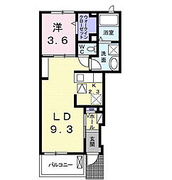 ヴィラメイプル 1LDKの間取図画像