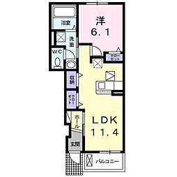 エレガンス岩堀 1LDKの間取図画像