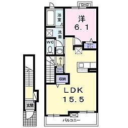 ルタン郷前A 1LDKの間取図画像
