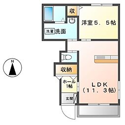 サニーウェルハヤノ 1LDKの間取図画像