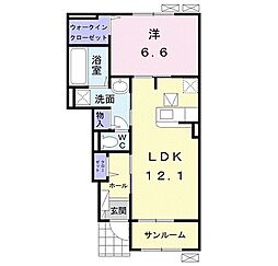 明日葉 1LDKの間取図画像
