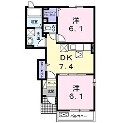 ダンデライオンB 2DKの間取図画像