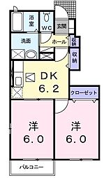 グランドール・ヒル2 2DKの間取図画像
