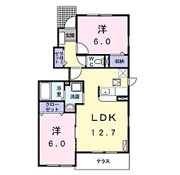 プリートK 2LDKの間取図画像
