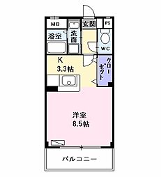 シューネス ワンルームの間取図画像