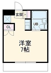 エスハイム ワンルームの間取図画像