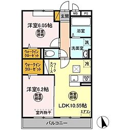 飯沼NTステージ 2LDKの間取図画像