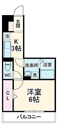 京成松戸線 新鎌ヶ谷駅 徒歩3分の賃貸アパート 2階1Kの間取り