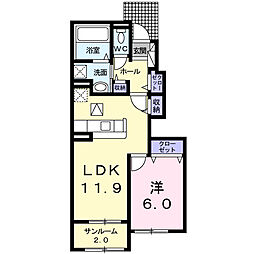 エルディケイ2 1LDKの間取図画像