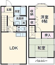 メゾンユー2 1階2LDKの間取り