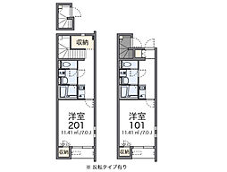 クレイノ本町南 1Kの間取図画像