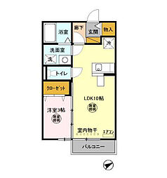 ベネツォーネE 1LDKの間取図画像