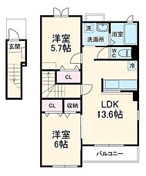 グランデ・オルソ3 2LDKの間取図画像