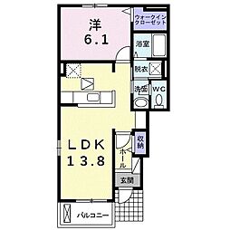 リサヤニシル 1階1LDKの間取り