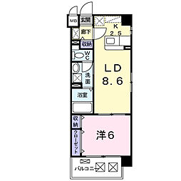 カルフール 1LDKの間取図画像