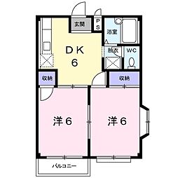 エルディム野口 2DKの間取図画像